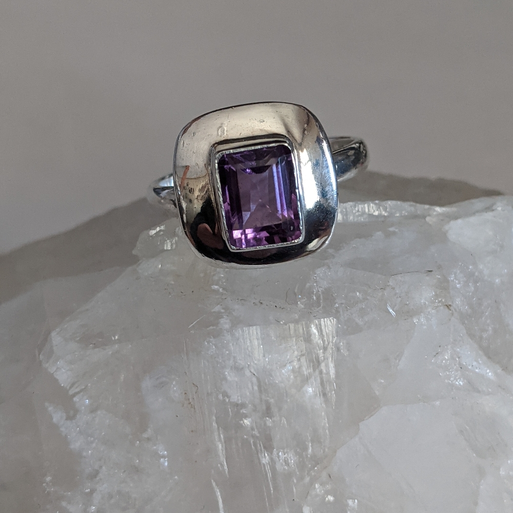 Natural Purple Amethyst, 925 Silver Ring, size 9 - Picture 7 of 9